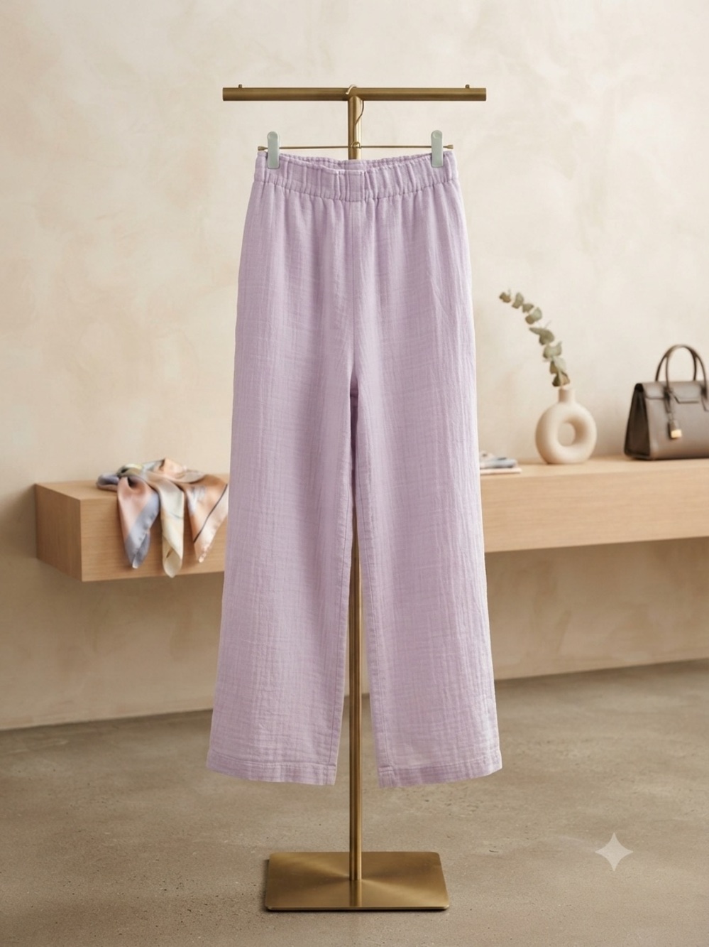 GAP Pastel Lavender Wide-Leg Elastic Waist Pants